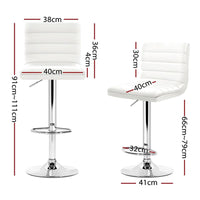 Artiss Set of 4 PU Leather Lined Pattern Bar Stools- White and Chrome Bar Stools & Chairs Kings Warehouse 