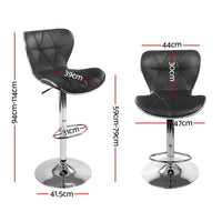 Artiss Set of 4 PU Leather Patterned Bar Stools - Black and Chrome Bar Stools & Chairs Kings Warehouse 