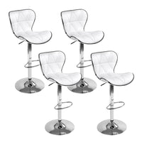 Kings Set of 4 PU Leather Patterned Bar Stools - White and Chrome