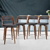 Artiss Set of 4 Wooden Bar Stools PU Leather - Black and Wood Bar Stools & Chairs Kings Warehouse 