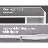 Artiss Shoe Cabinet Bench Shoes Storage Organiser Rack Wooden Cupboard Fabric Seat Adjustable Shelf Living Room Kings Warehouse 