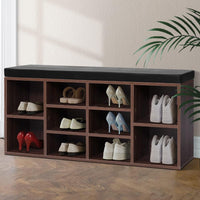 Artiss Shoe Cabinet Bench Shoes Storage Rack Organiser Shelf Cupboard Box Walnut Bedroom Kings Warehouse 