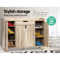 Artiss Shoe Cabinet Shoes Storage Rack 120cm Organiser Drawer Cupboard Wood Living Room Kings Warehouse 