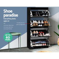Artiss Shoe Cabinet Shoes Storage Rack Organiser 60 Pairs Black Shelf Drawer Bedroom Kings Warehouse 