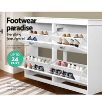 Artiss Shoe Cabinet Shoes Storage Rack Organiser White Shelf Drawer Cupboard 24 Pairs Kings Warehouse 