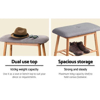 Artiss Shoe Rack Seat Bench Chair Shelf Organisers Bamboo Grey Bedroom Kings Warehouse 