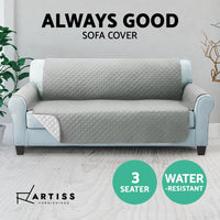 Artiss Sofa Cover Quilted Couch Covers Protector Slipcovers 3 Seater Grey Furniture Kings Warehouse 