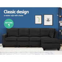 Artiss Sofa Lounge Set 5 Seater Modular Chaise Chair Suite Couch Dark Grey Kings Warehouse 