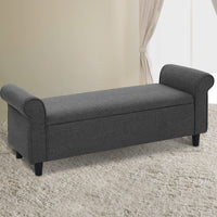 Artiss Storage Ottoman Blanket Box 126cm Linen Fabric Arm Foot Stool Couch Large Furniture > Bedroom Kings Warehouse 