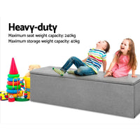 Artiss Storage Ottoman Blanket Box Grey LARGE Fabric Rest Chest Toy Foot Stool Bedroom Kings Warehouse 