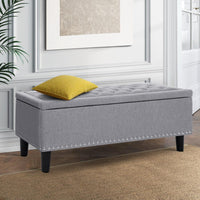 Artiss Storage Ottoman Blanket Box Linen Fabric Chest Foot Stool Toy Bench Grey Bedroom Kings Warehouse 