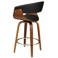 Artiss Swivel PU Leather Bar Stool - Wood and Black Bar Stools & Chairs Kings Warehouse 