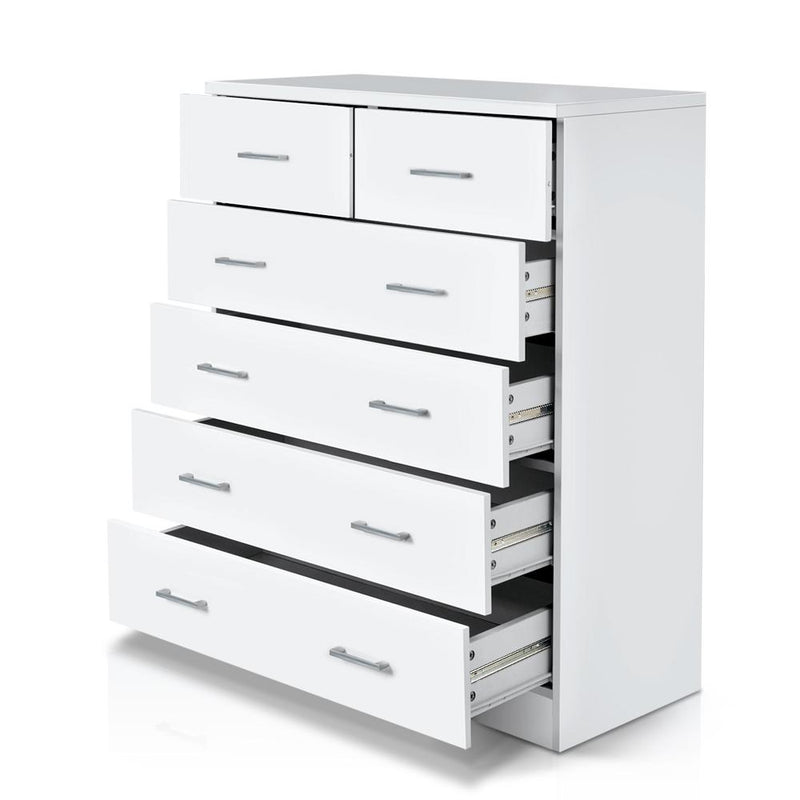 Tallboy Dresser Table 6 Chest of Drawers Cabinet Bedroom Storage White Kings Warehouse Australia