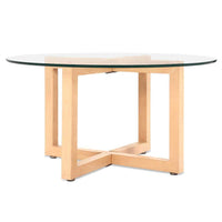 Artiss Tempered Glass Round Coffee Table - Beige Kings Warehouse 