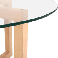 Artiss Tempered Glass Round Coffee Table - Beige Kings Warehouse 