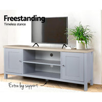 Artiss TV Cabinet Entertainment Unit Stand French Provincial Storage Shelf Wooden 130cm Grey Living Room Kings Warehouse 