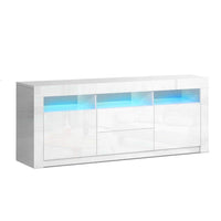 Kings TV Cabinet Entertainment Unit Stand RGB LED Gloss Drawers 160cm White