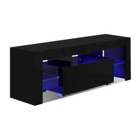 Kings TV Cabinet Entertainment Unit Stand RGB LED Gloss Furniture 130cm Black