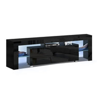 Kings TV Cabinet Entertainment Unit Stand RGB LED Gloss Furniture 160cm Black