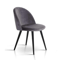 Kings Velvet Modern Dining Chair - Dark Grey