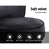 Artiss Velvet Vanity Stool Backrest Stools Dressing Table Chair Makeup Bedroom Black Furniture > Living Room Kings Warehouse 