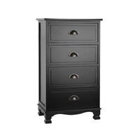 Artiss Vintage Bedside Table Chest 4 Drawers Storage Cabinet Nightstand Black Artiss Kings Warehouse 