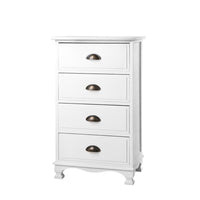 Artiss Vintage Bedside Table Chest 4 Drawers Storage Cabinet Nightstand White Bedroom Kings Warehouse 
