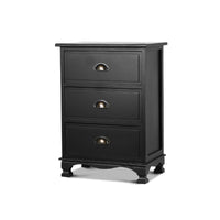 Artiss Vintage Bedside Table Chest Storage Cabinet Nightstand Black Kings Warehouse 