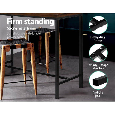 Artiss Vintage Industrial High Bar Table for Stool Kitchen Cafe Desk Dark Brown Kings Warehouse 