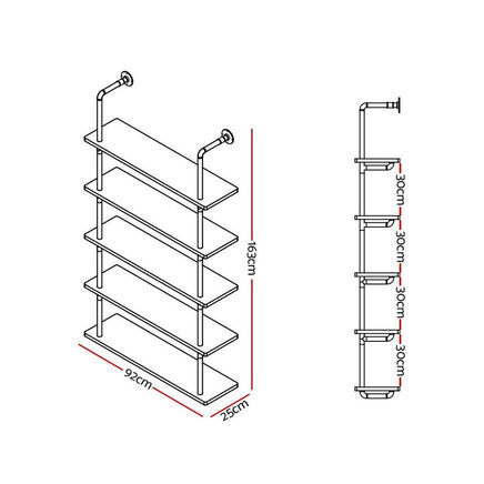Artiss Wall Display Shelves Industrial DIY Pipe Shelf Rustic Floating Brackets DIY Kings Warehouse 