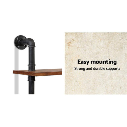 Artiss Wall Display Shelves Industrial DIY Pipe Shelf Rustic Floating Brackets DIY Kings Warehouse 