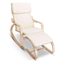 Artiss Wooden Armchair with Foot Stool - Beige Kings Warehouse 