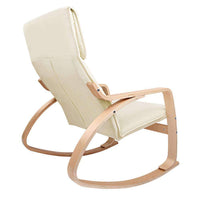 Artiss Wooden Armchair with Foot Stool - Beige Kings Warehouse 