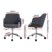 Artiss Wooden Office Chair Computer Gaming Chairs Executive Fabric Grey Artiss Kings Warehouse 