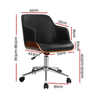 Artiss Wooden Office Chair Computer PU Leather Desk Chairs Executive Black Wood Artiss Kings Warehouse 