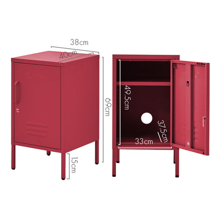 ArtissIn Metal Locker Storage Shelf Filing Cabinet Cupboard Bedside Table Pink bedroom furniture Kings Warehouse 