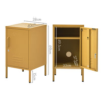 ArtissIn Metal Locker Storage Shelf Filing Cabinet Cupboard Bedside Table Yellow bedroom furniture Kings Warehouse 