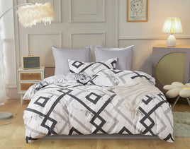 Ashwin Queen Size Quilt Doona Duvet Cover Set Kings Warehouse 