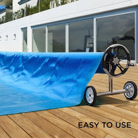 AURELAQUA 5.7m Swimming Pool Roller Cover Reel Adjustable Solar w/ Wheels Thermal Blanket Kings Warehouse 