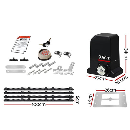 Auto Electric Sliding Gate Opener 1000KG Keypad 4M Rails Kings Warehouse 