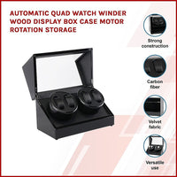 Automatic Quad Watch Winder Wood Display Box Case Motor Rotation Storage Kings Warehouse 