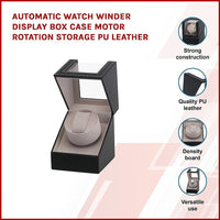 Automatic Watch Winder Display Box Case Motor Rotation Storage PU Leather Kings Warehouse 