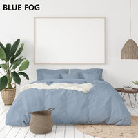 Balmain 1000 Thread Count Hotel Grade Bamboo Cotton Quilt Cover Pillowcases Set - King - Blue Fog Bedding Kings Warehouse 