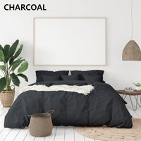 Balmain 1000 Thread Count Hotel Grade Bamboo Cotton Quilt Cover Pillowcases Set - King - Charcoal Bedding Kings Warehouse 