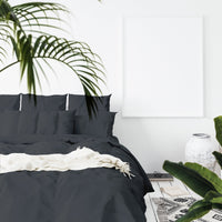 Balmain 1000 Thread Count Hotel Grade Bamboo Cotton Quilt Cover Pillowcases Set - King - Charcoal Bedding Kings Warehouse 