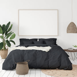 Balmain 1000 Thread Count Hotel Grade Bamboo Cotton Quilt Cover Pillowcases Set - King - Charcoal Bedding Kings Warehouse 