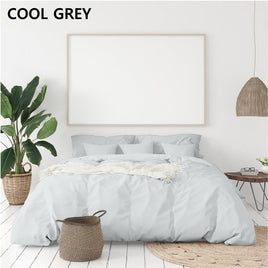 Balmain 1000 Thread Count Hotel Grade Bamboo Cotton Quilt Cover Pillowcases Set - King - Cool Grey Bedding Kings Warehouse 