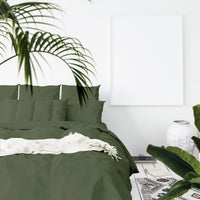 Balmain 1000 Thread Count Hotel Grade Bamboo Cotton Quilt Cover Pillowcases Set - King - Olive Bedding Kings Warehouse 