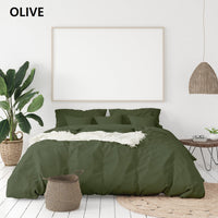 Balmain 1000 Thread Count Hotel Grade Bamboo Cotton Quilt Cover Pillowcases Set - King - Olive Bedding Kings Warehouse 