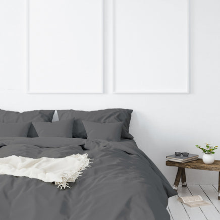 Balmain 1000 Thread Count Hotel Grade Bamboo Cotton Quilt Cover Pillowcases Set - King - Pewter Bedding Kings Warehouse 